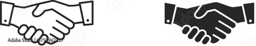Business handshake symbol in black and white, partnership concept, corporate agreement, trust cooperation deal, unity teamwork contract success symbol
