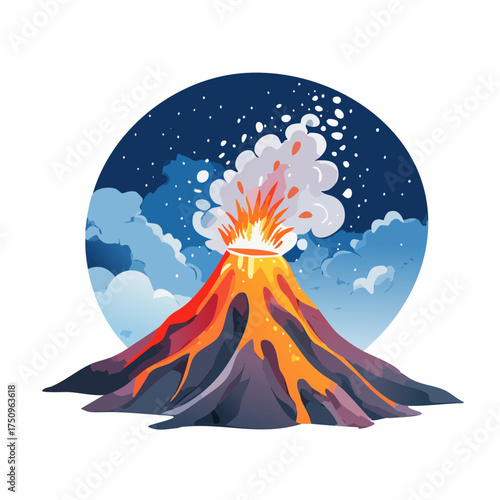 Vulkaneruption bei Nacht
