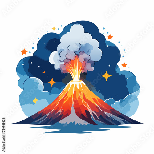 Vulkaneruption bei Nacht