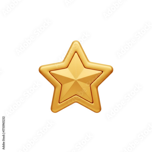 Golden star isolated on transparent background, a symbol of achievement, success, and excellence