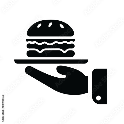 Burger on Tray Silhouette Food Service Icon