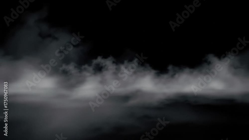 Ethereal mist hovering over dark water at night