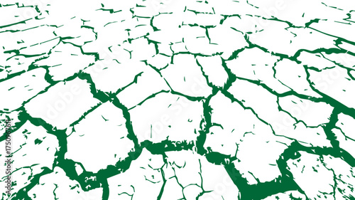 Abstract green painted wall with cracked vintage texture. Cracked white wall texture. Surface cracks and fissures in ground. crack concrete white wall. Cracked soil texture transparent. Surface cracks
