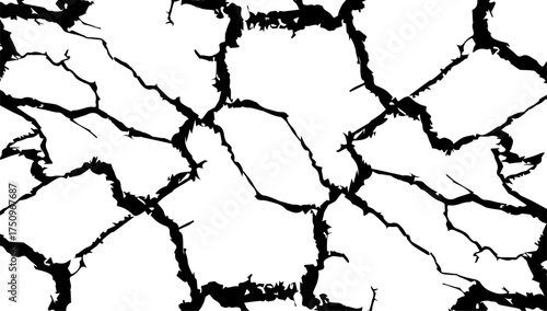 grunge crack texture. Sketch crack texture. Ground cracks, breaks on land surface from earthquake. Grunge Urban Different distressed black grain texture. Grunge Urban Different distressed black grain