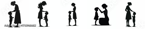 vector silhouette of moher stroking child head