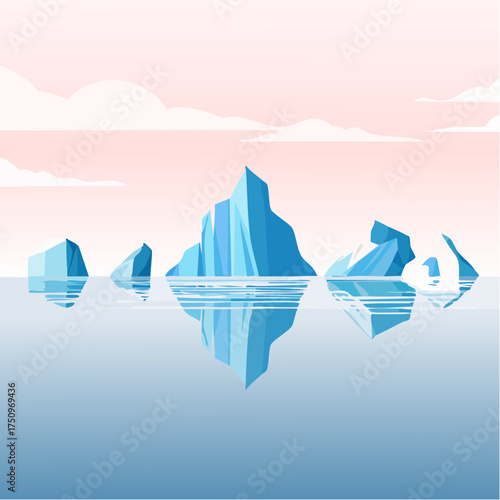 Eismeer mit schwimmenden Eisbergen