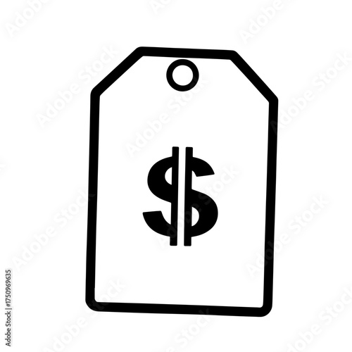 price tag with circular hole for the string at the top