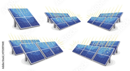 Multiple Solar Panels Array for Renewable Energy Generation.