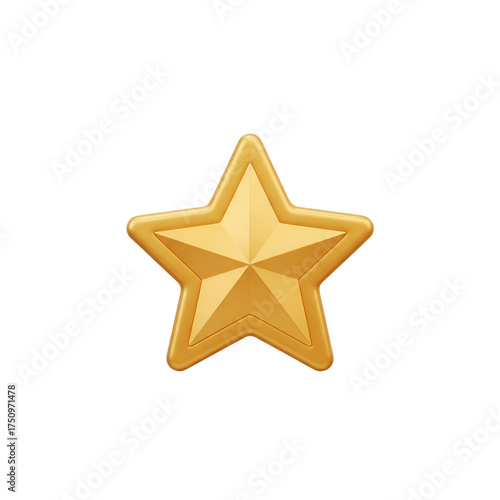 Golden star isolated on transparent background, a symbol of excellence, achievement, and positive feedback
