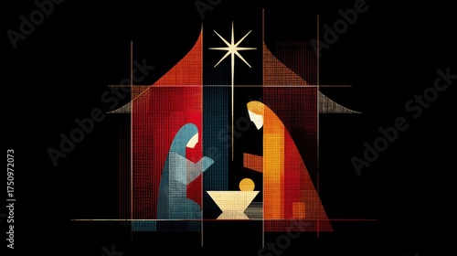 Abstract Illustration of Birth of Jesus
