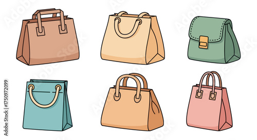 Collection of Colorful Handbags with Various Designs and Styles.