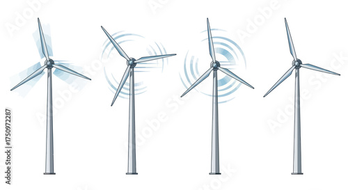 Wind Turbines Generating Clean Energy Renewable Power Source.