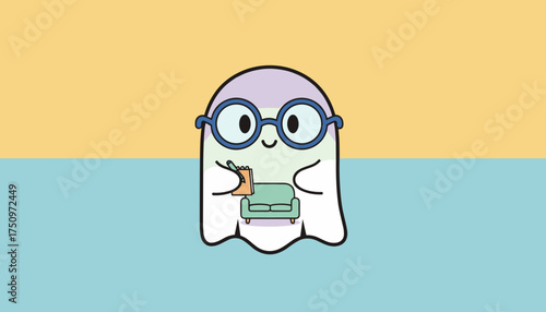 Whimsical ghost therapist provides friendly mental health support and counseling services
