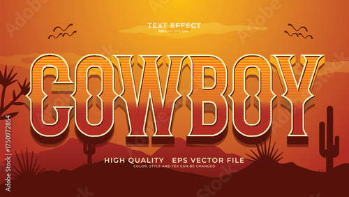 cow boy editable text effect