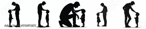 vector silhouette of father stroking child head