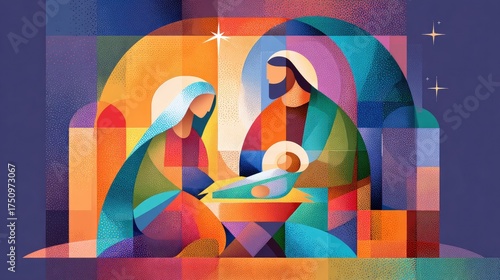 Abstract Illustration of Birth of Jesus