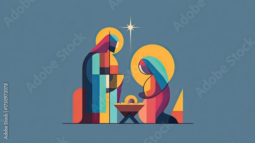 Abstract Illustration of Birth of Jesus