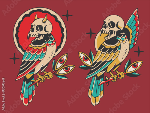 vector tatto illustration of a bird