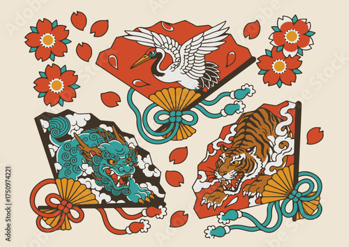 illustration of Japanese fan assets
