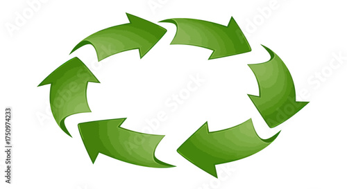 Green recycling arrows forming a circular loop symbol.