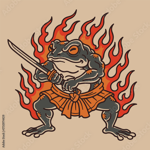 japanese frog samurai illustration