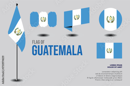 Set of Guatemala flag in 5 designs
