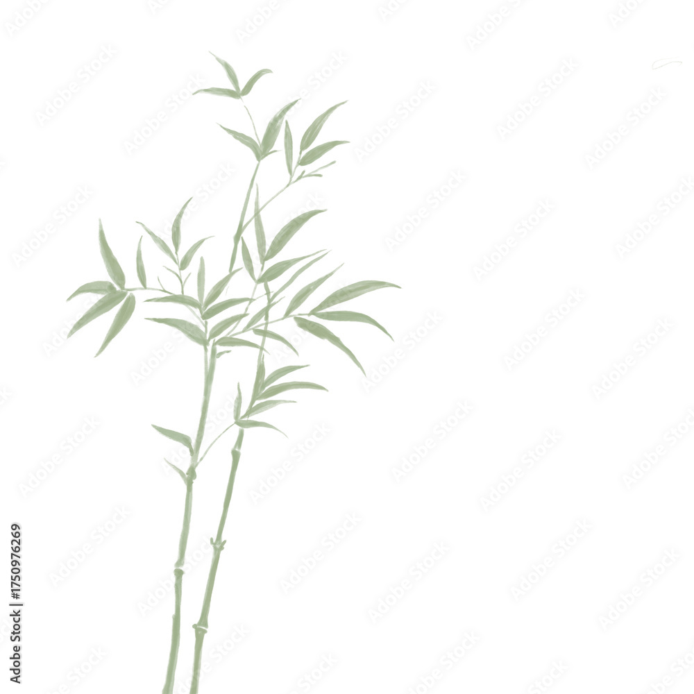 Obraz premium Chinese style ink bamboo illustration