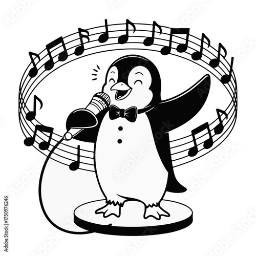 A classic French horn musical instrument icon in a black and white vector illustration style. This detailed graphic represents a brass wind instrument for orchestra and band concepts