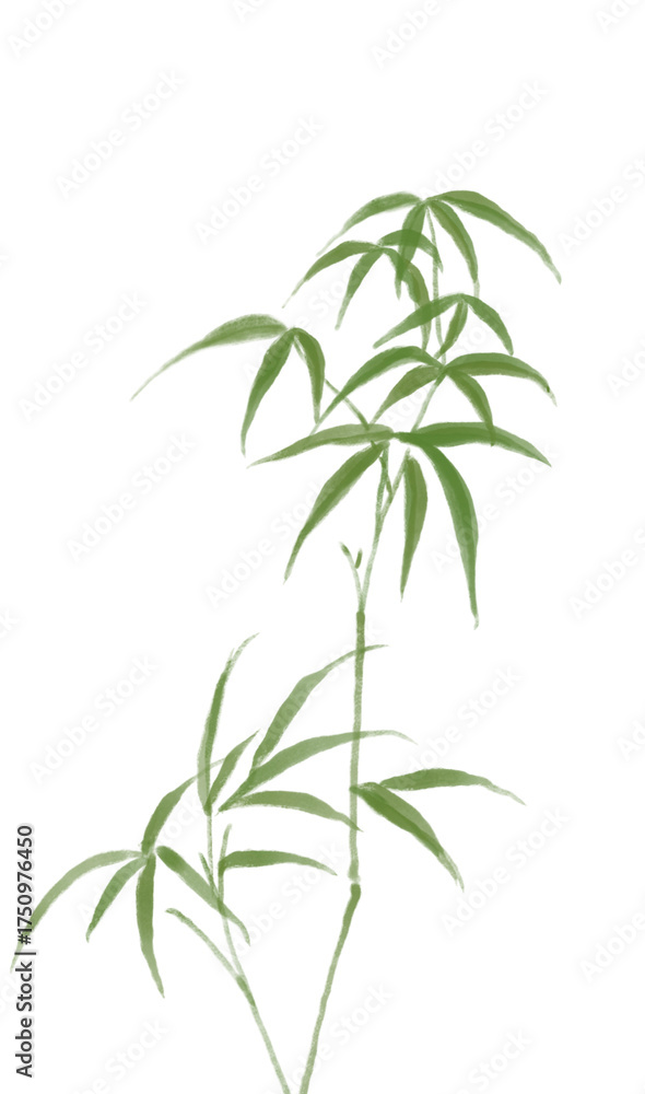 Naklejka premium Chinese style ink bamboo illustration