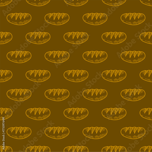 baguette pattern background. doodle bread pattern background. Bakery theme pattern background. Bake shop themes pattern doodle for packaging.