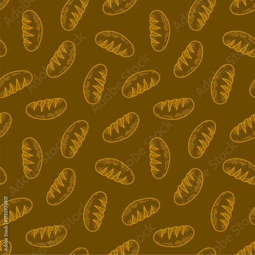 baguette pattern background. doodle bread pattern background. Bakery theme pattern background. Bake shop themes pattern doodle for packaging.