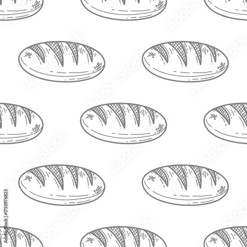 baguette pattern background. doodle bread pattern background. Bakery theme pattern background. Bake shop themes pattern doodle for packaging.
