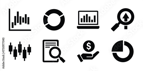 Stock Market Trading Icons Set. Vector