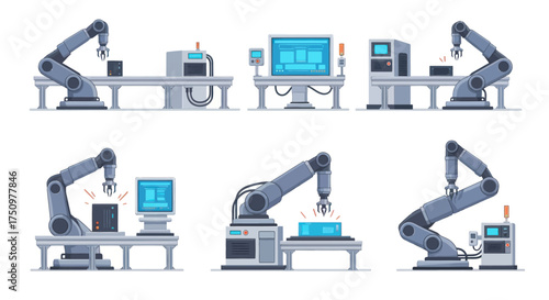 Automated Robotic Arms in Industrial Manufacturing Assembly Lines.