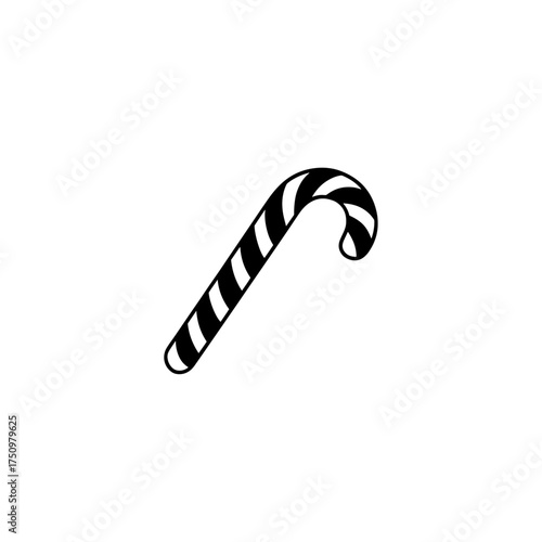 Candy cane silhouette, Christmas sweet icon, festive holiday vector, Christmas candy cane silhouette vector Illustration on white background,