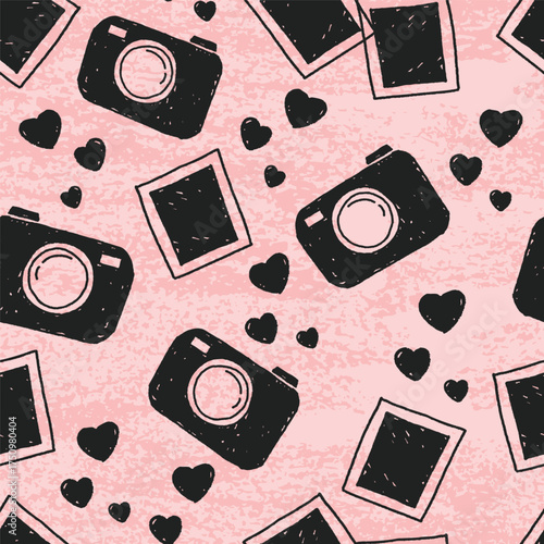 doodle camera pattern for background, wrapping, wallpaper, etc.