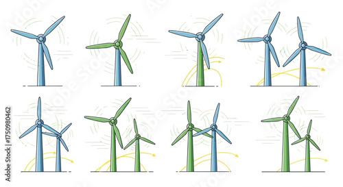 Wind Turbines Array: Sustainable Energy Generation with Rotating Blades.