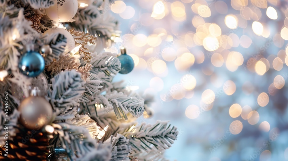 Obraz premium The Art of Holiday Magic:Crafting the Perfect Christmas Tree Decoration Background. This scene embodies the warmth and joy of the season, featuring a beautifully adorned tree as the centerpiece. Imagi