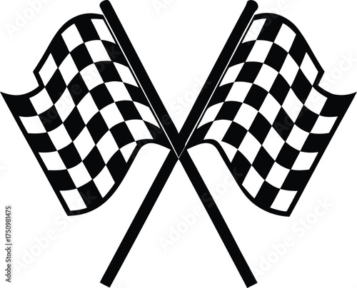 NASCAR Racing flag sports finish line flag  Black vector silhouette