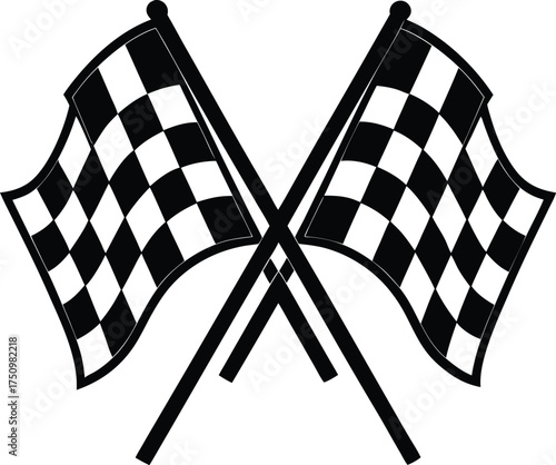 NASCAR Racing flag sports finish line flag  Black vector silhouette