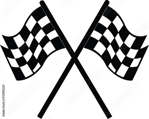 NASCAR Racing flag sports finish line flag  Black vector silhouette