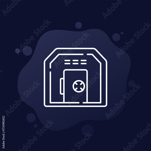 bomb shelter or bunker icon, line design