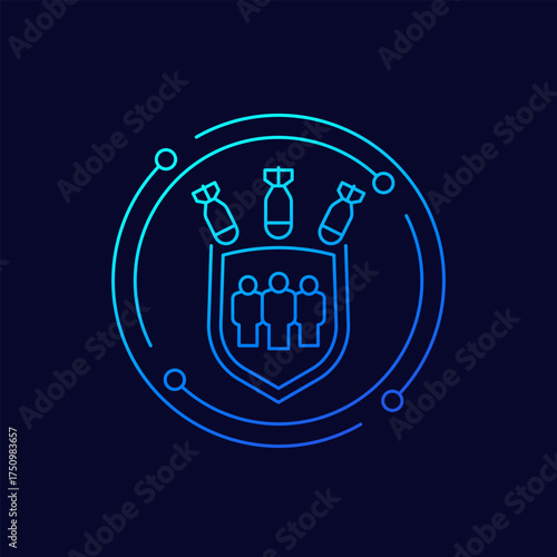 bomb shelter icon, linear design