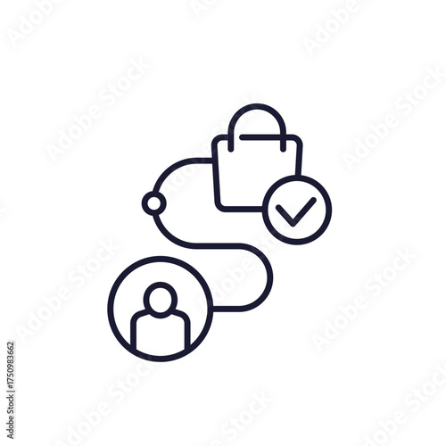 Customer journey line icon, business and marketing concept