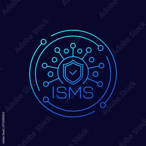 ISMS icon, Information security management system, linear design