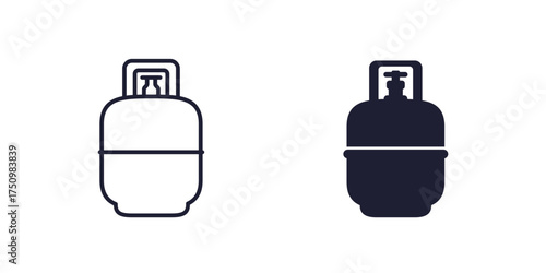 LPG tank, gas cylinder icon, line and solid design