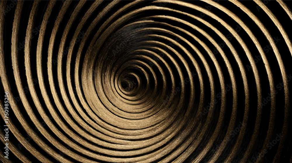 Obraz premium A swirling pattern of golden light on a black background, creating a sense of motion and depth