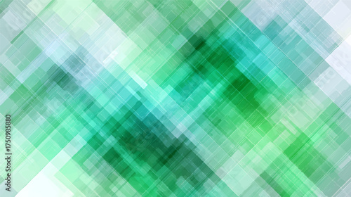 An abstract pattern featuring diagonal green stripes and scattered white dots, evoking a sense of nature and freshness