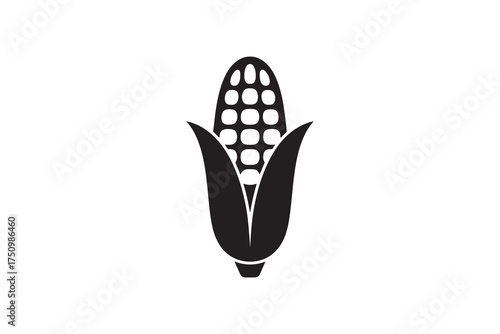Corn On The Cob Silhouette Icon Minimalist Corn Plant Logo Design