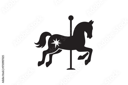 Carousel Horse Silhouette Vector Design Vintage Fairground Horse Symbol Design